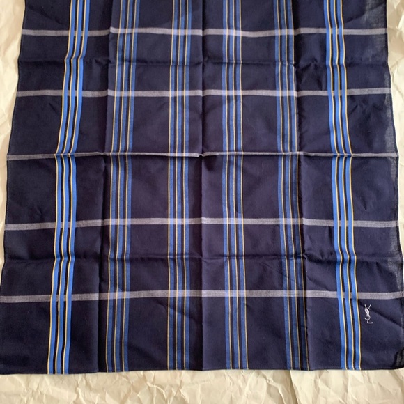 YSL Navy Blue Striped Scarf - Picture 7 of 9
